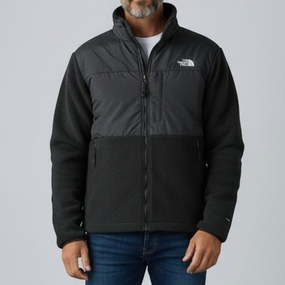 The North Face Denali Fleece Jacket Mens Large Black Full Zip Nylon Vintage
